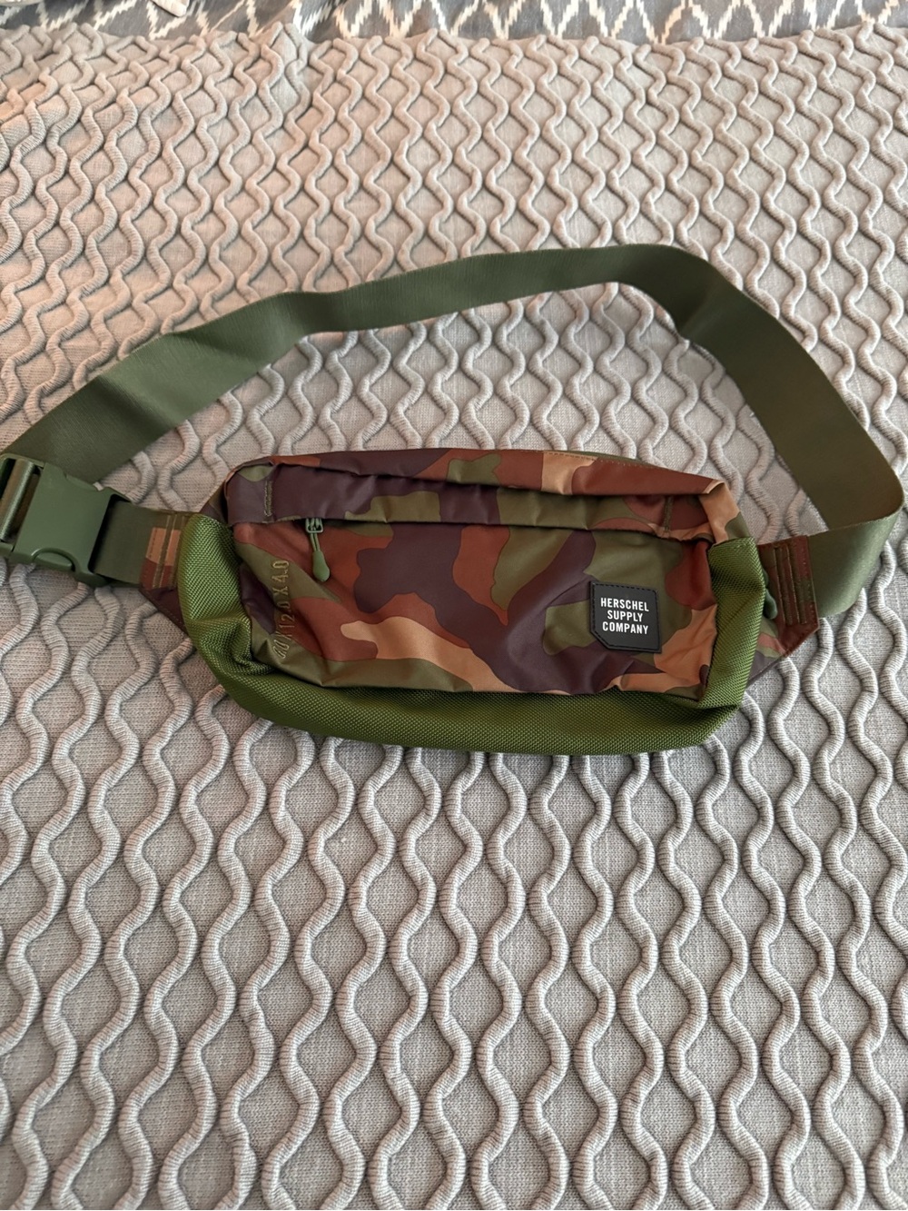 Camouflage Army Green and Brown Canvas Hip Bag Interior by Hershel Supply